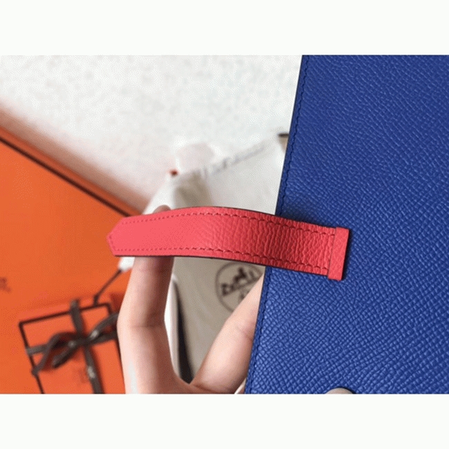Electric Blue Piment Epsom Imitation Hermes Bearn Wallet angle 4