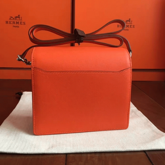 Fake Hermes Mini Sac Roulis Handbag Orange angle 2