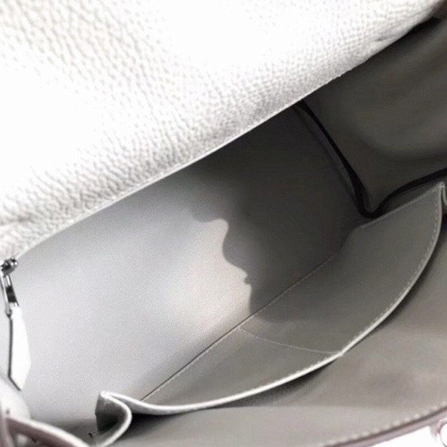 White Hermes Kelly 28cm Knockoff Bag with Zigzag Handle angle 3