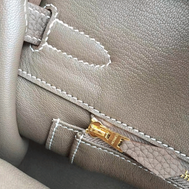 Etoupe Clemence Fake Hermes Kelly Retourne 28cm Classic Tote angle 3