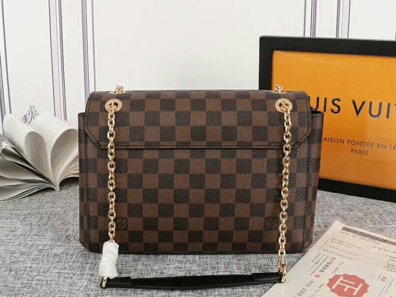 Louis Vuitton Damier Ebene Canvas Vavin PM Bag In Black angle 5