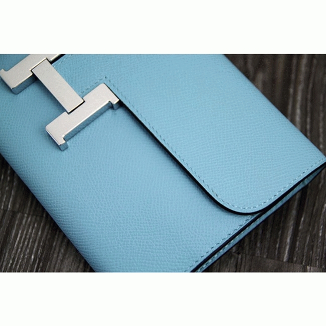 Light blue fake Hermes Constance wallet angle 2