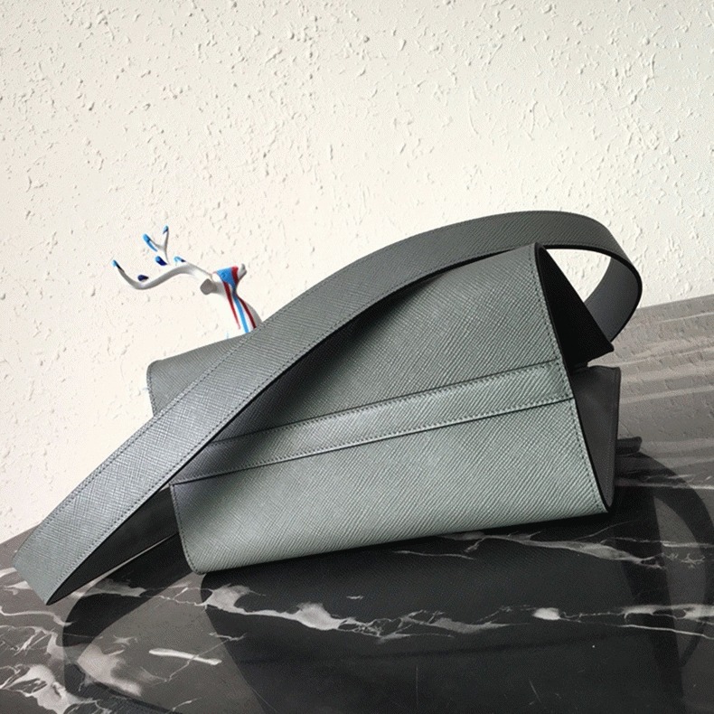 Prada Monochrome Small Bag Fake in Grey angle 5
