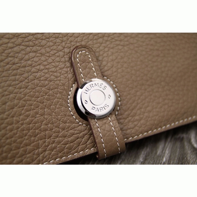 Etoupe best copy Hermes Dogon combine wallet angle 5