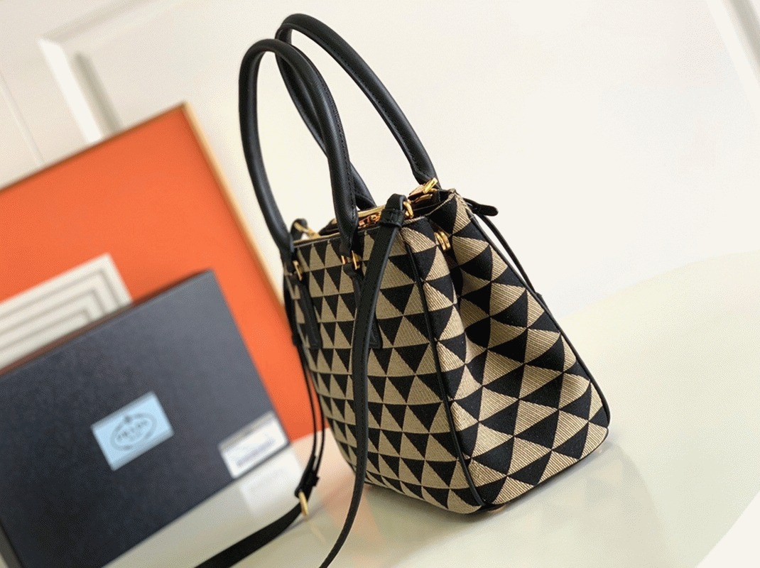 Prada Galleria Small Bag Replica in Jacquard Fabric angle 3