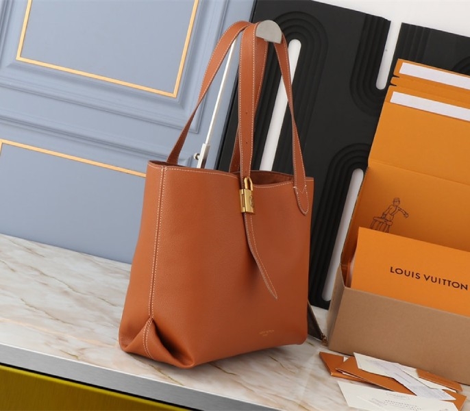 Louis Vuitton Low Key Cabas MM Bag In Cognac Brown angle 3