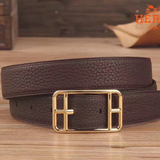 Luxury fake Hermes chocolate-colored Cape Cod 32 reversible belt angle 5