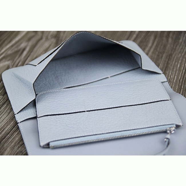 Blue lin best replica Hermes Dogon combine wallet angle 3