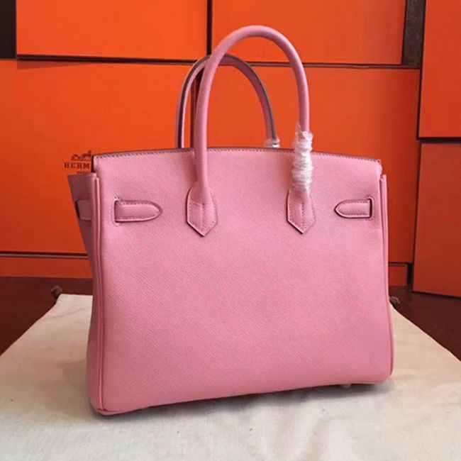 Pink Handmade Imitation Hermes Birkin 30cm Tote angle 4