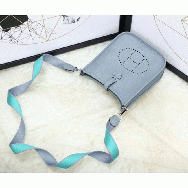Blue Lin Color Fake Hermes Evelyne II TPM Compact Bag angle 2