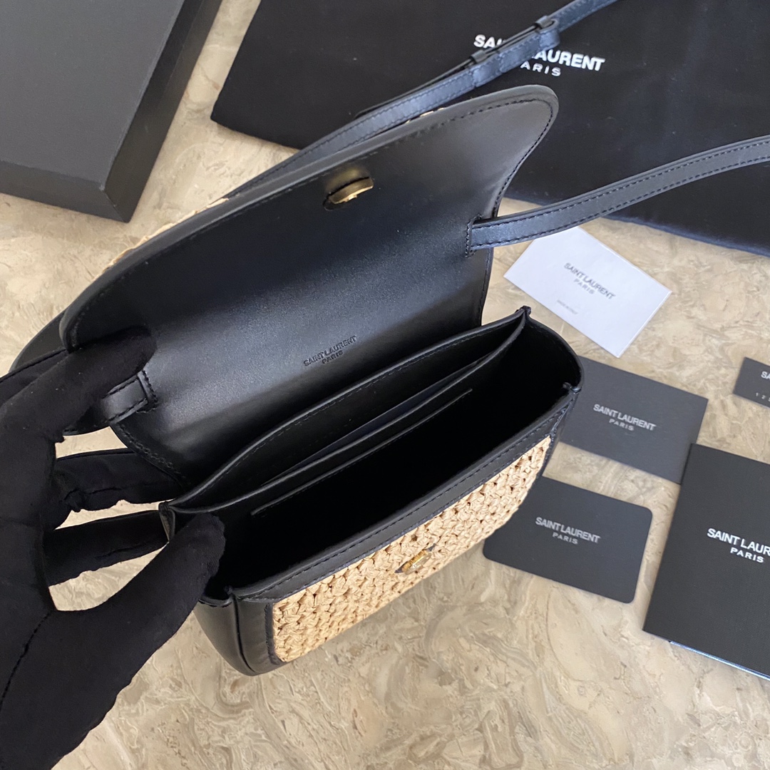 KAIA SMALL SATCHEL IN RAFFIA AND LEATHER angle 5
