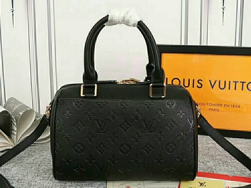 Louis Vuitton Monogram Empreinte Speedy Bandouliere 25 Handbag In Black angle 3