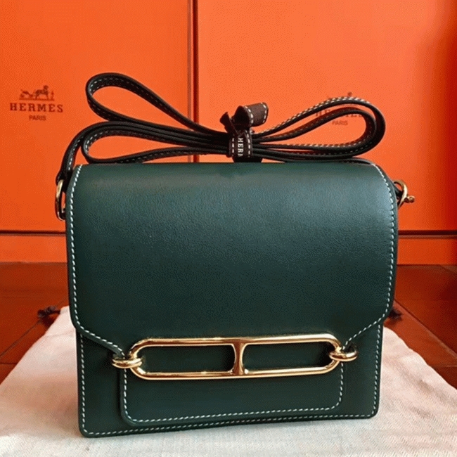Best Knockoff Hermes Mini Sac Roulis Handbag Green