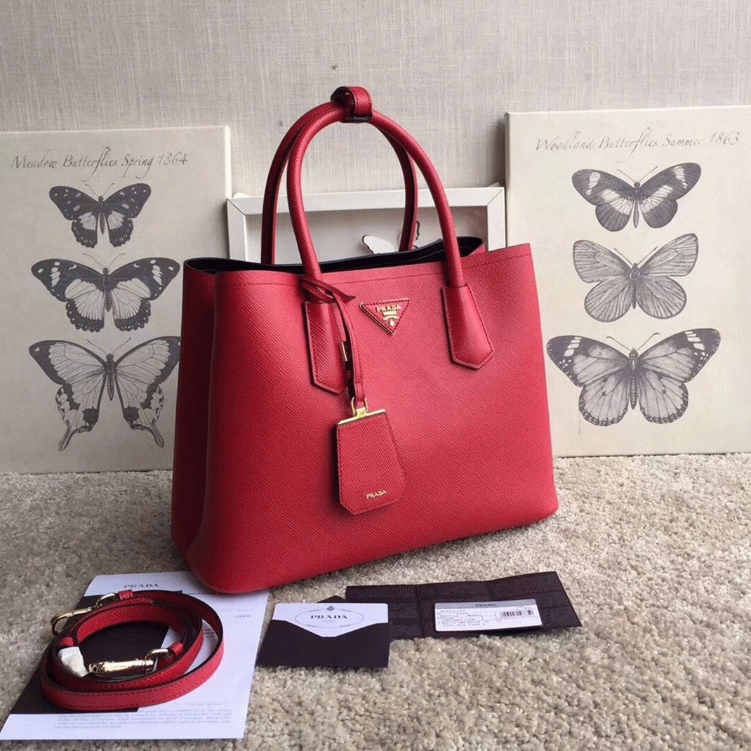 Red Prada Double Medium Tote Bag Replica angle 5