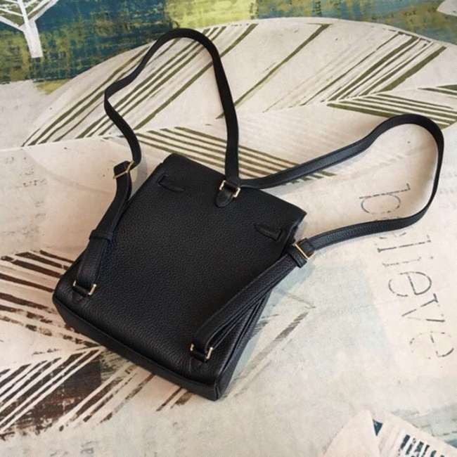 Black Clemence Knockoff Hermes Kelly Ado PM Everyday Backpack angle 3
