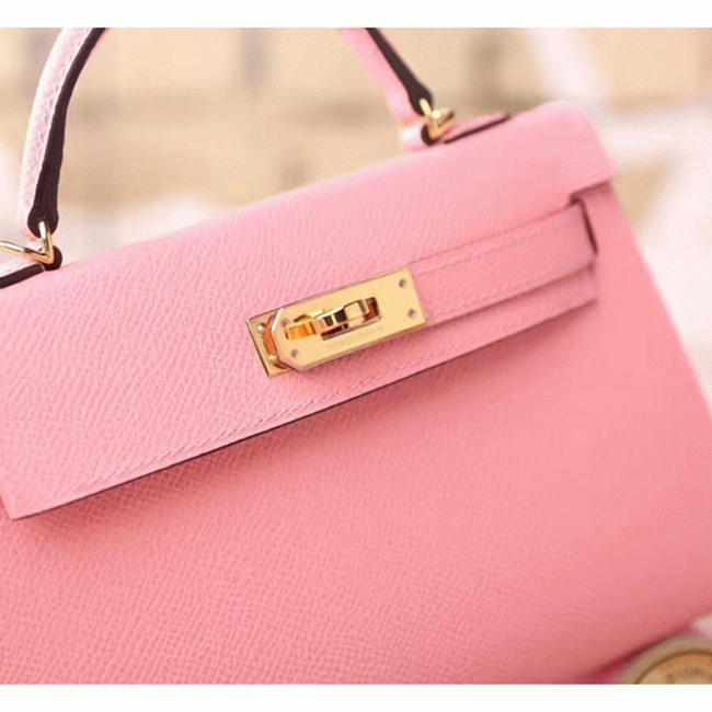 Pink Epsom Replica Hermes Kelly 20cm Graceful Bag angle 3