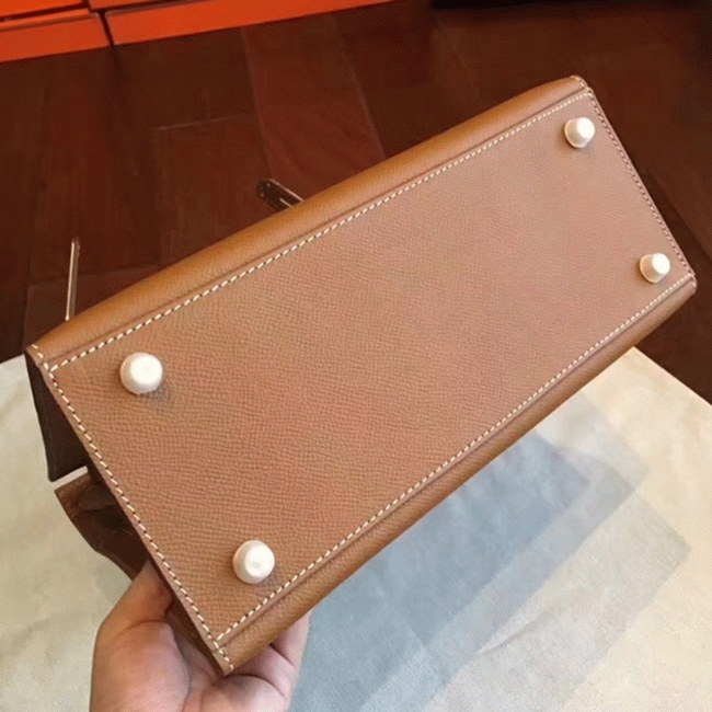 Brown Epsom Faux Luxury Hermes Kelly Sellier 28cm Elegant Purse angle 4