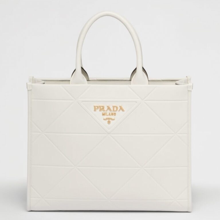 Prada Symbole Medium Bag Fake with Topstitching in White