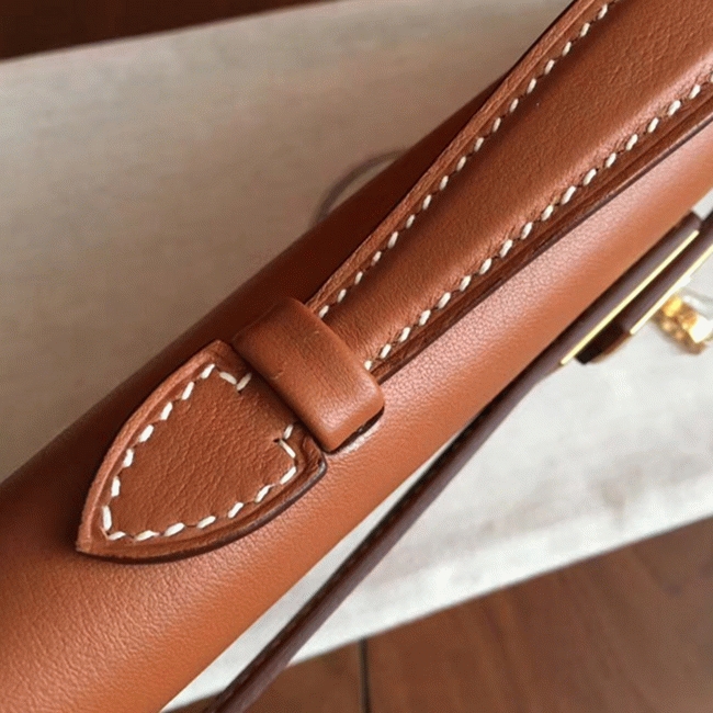 Gold Swift Knockoff Hermes Kelly Cut Clutch Sophisticated Clutch angle 5