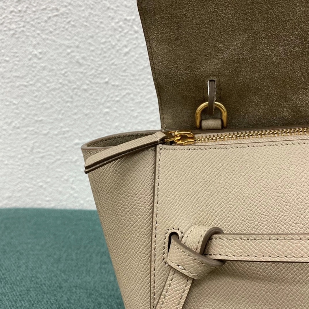 Celine Belt Nano Bag Knockoff in Light Beige angle 4