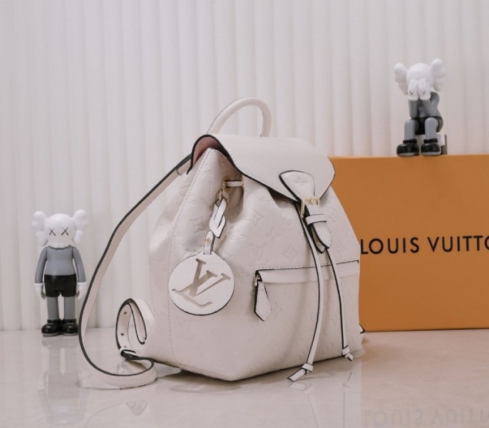 Louis Vuitton Monogram Empreinte Leather Montsouris PM Backpack In White angle 2