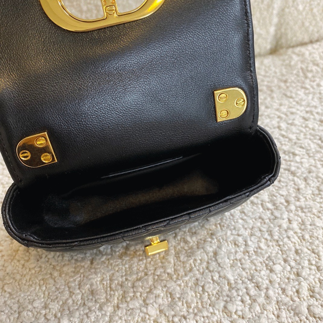 Dior Caro Micro Bag Knockoff in Black angle 3