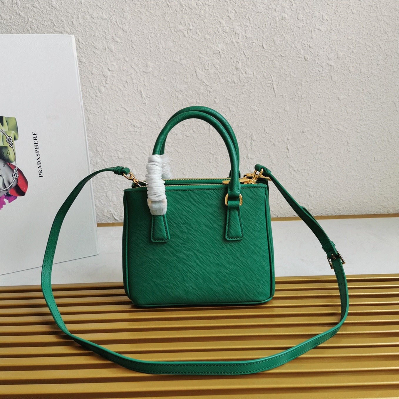 Green Prada Mini Galleria Bag Knockoff angle 2