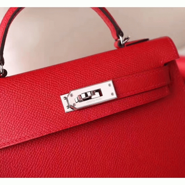 Red Epsom Knockoff Designer Hermes Kelly 20cm Purse angle 2