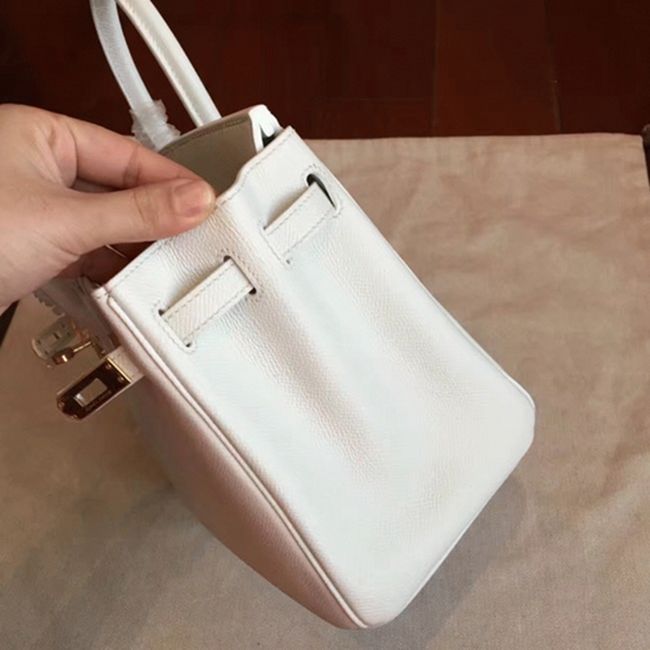 Premium Replica White Hermes Birkin 25cm Handbag angle 4