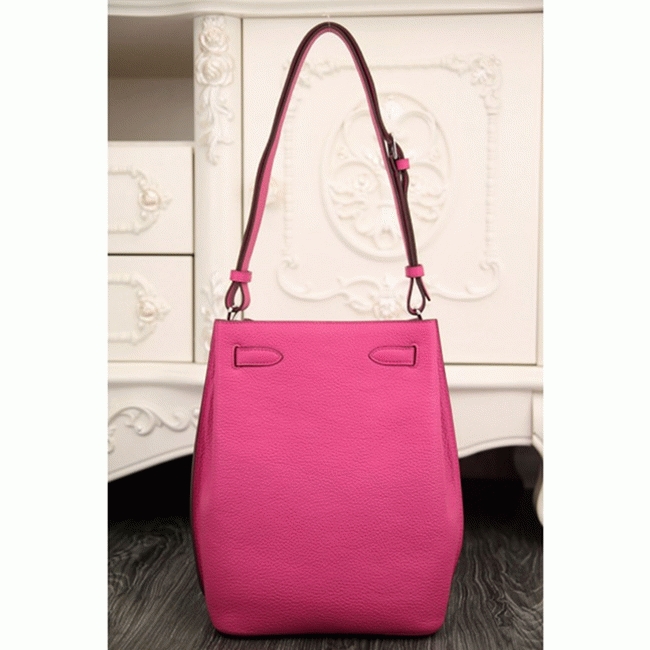 Rose Red Leather Replica Hermes So Kelly 22cm Vivid Shoulder Bag angle 4