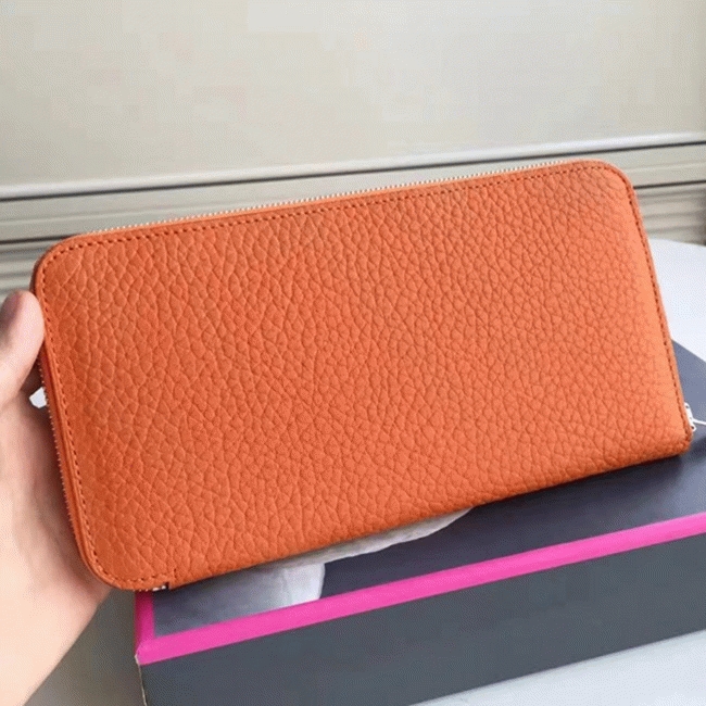 Orange 1:1 Replica Hermes Wallet Azap Zipped angle 5