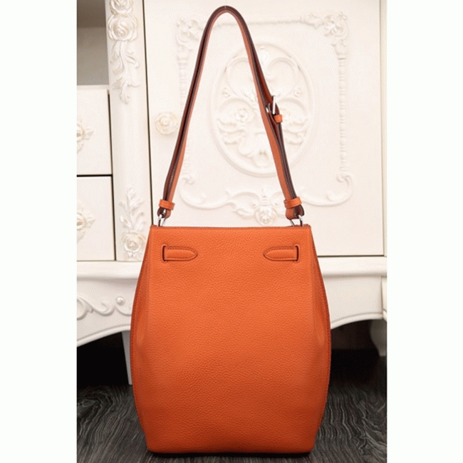 Orange Leather Replica Designer Hermes So Kelly 22cm Vibrant Handbag angle 5