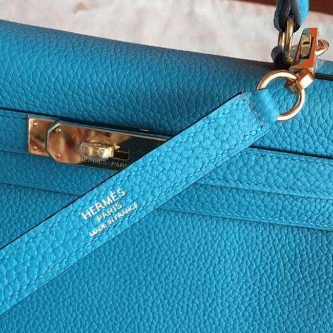 Turquoise Clemence Imitation Hermes Kelly Retourne 28cm Colorful Bag angle 2