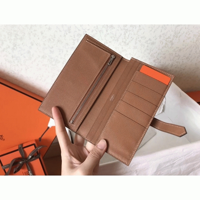 Taupe Brown Luxury Replica 1:1 Hermes Bearn Wallet angle 5