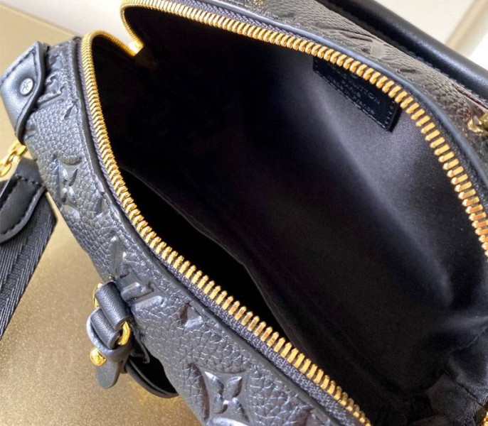 Louis Vuitton Monogram Empreinte Petite Malle Souple Handbag In Black angle 3