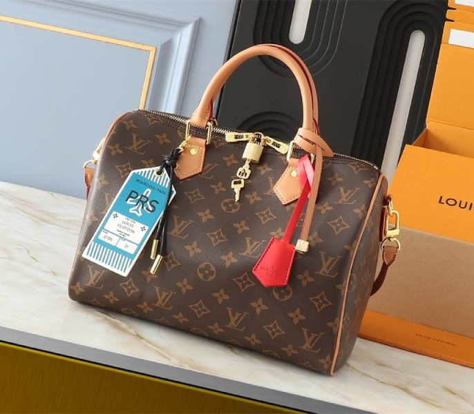 Louis Vuitton Monogram Canvas Soft Speedy 30 Crafty Handbag In Red