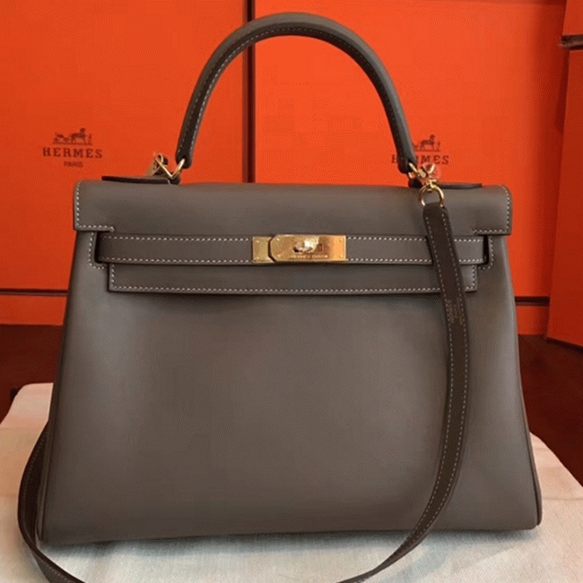 Etoupe Swift Copy Luxury Hermes Kelly Retourne 32cm Handbag