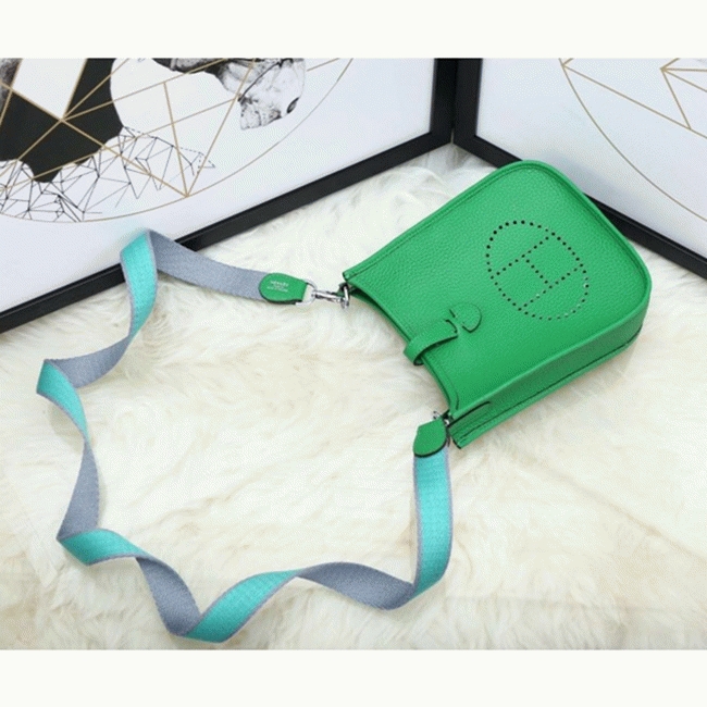 Bamboo Color Fake Luxury Hermes Evelyne II TPM Compact Crossbody angle 3
