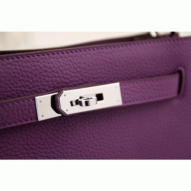 Purple Leather Knockoff Hermes So Kelly 22cm Stylish Purse angle 5