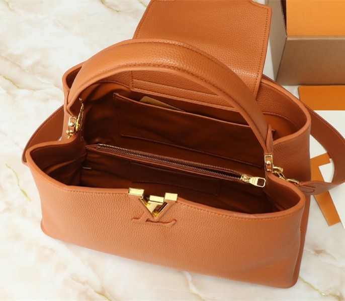 Louis Vuitton Capucines GM Souple Handbag In Cognac Brown angle 5