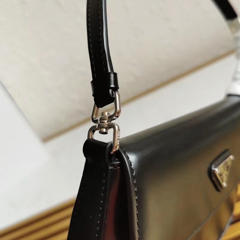 Black Prada Cleo Flap Bag Top Replica angle 5