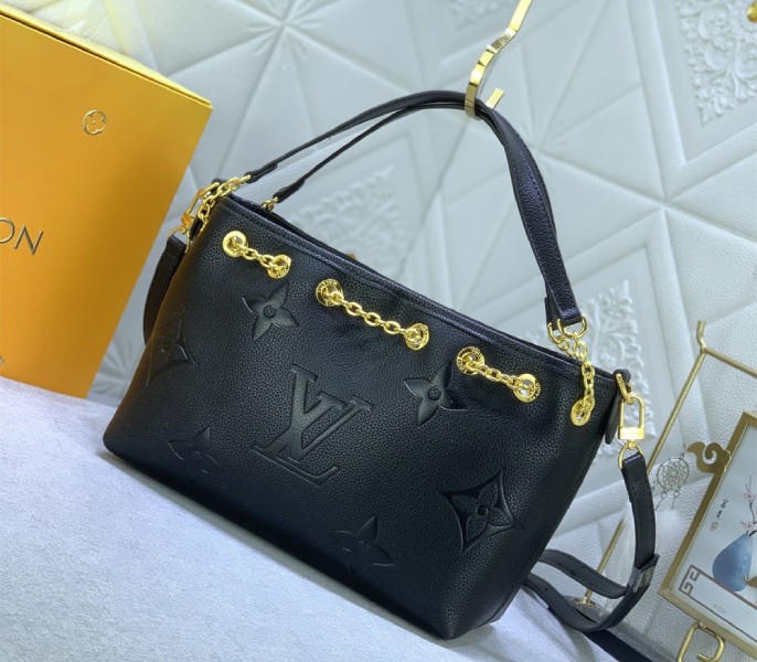 Louis Vuitton Monogram Empreinte Leather Bundle Bag In Black angle 5
