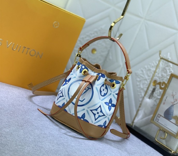 Louis Vuitton LV By The Pool Monogram Tiles Canvas Nano Noe Bag In Lagoon Blue angle 2