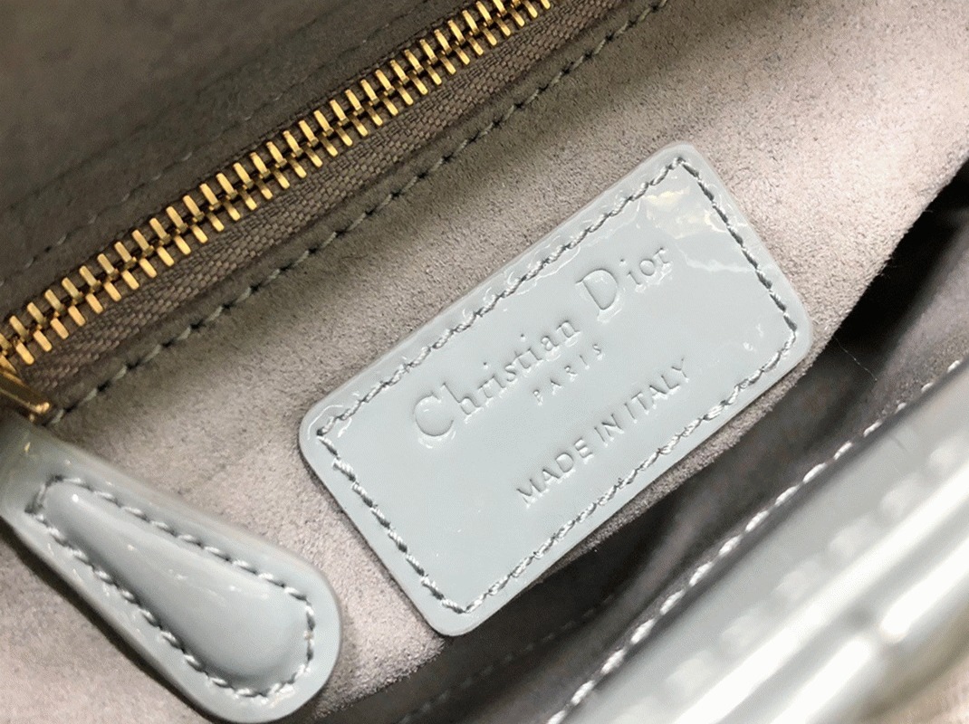 Dior Lady Dior Mini Chain Bag Replica with Chain in Grey angle 4