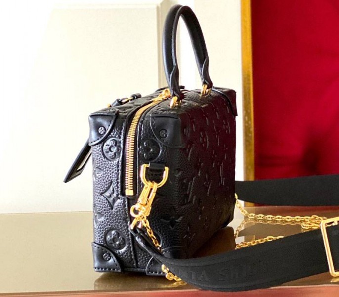 Louis Vuitton Monogram Empreinte Petite Malle Souple Handbag In Black angle 5