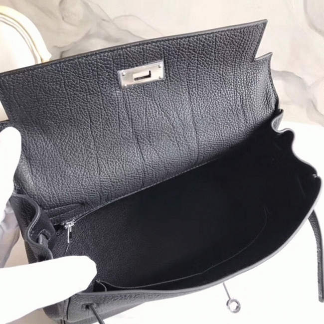 Black with Zigzag Handle Replica Luxury Hermes Kelly 28cm Stylish Purse angle 2