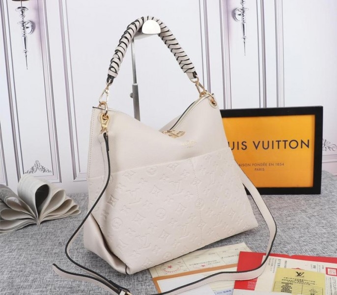 Louis Vuitton Monogram Empreinte Leather Maida Hobo In Cream angle 2