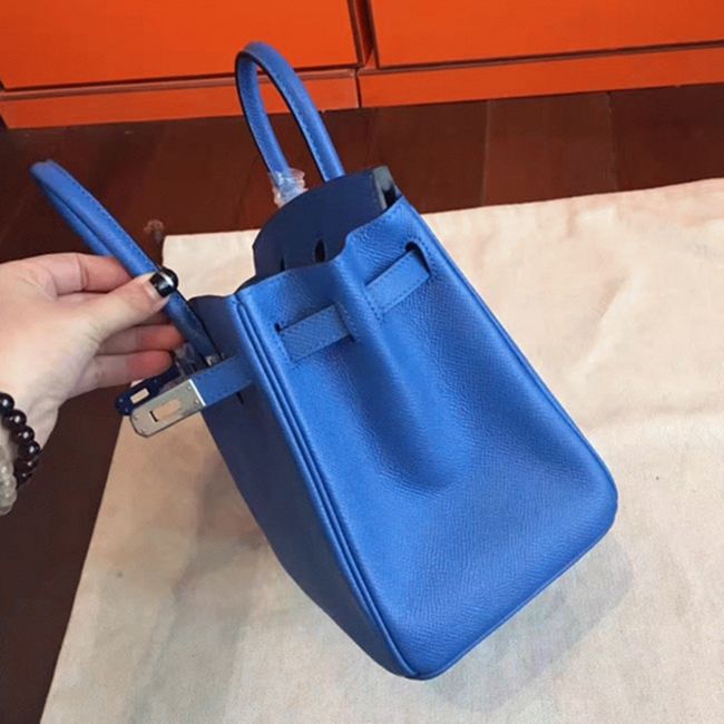 High-Grade Replica Hermes Birkin 25cm in Blue angle 4