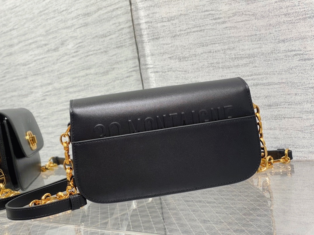 Dior 30 Montaigne Avenue Bag Knockoff in Black Box Calfskin angle 4