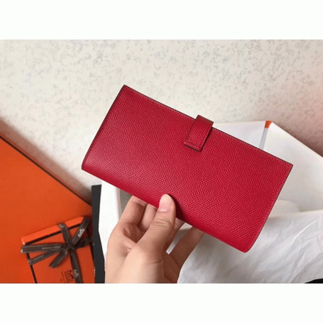 Red Epsom Fake Hermes Bearn Wallet angle 2